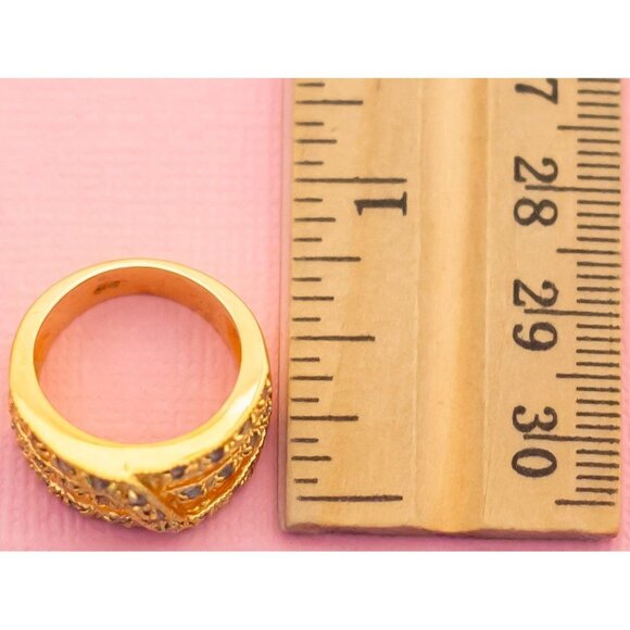 Vintage Royal Diamond Road Gold Tone Ring | Size 4 3/4 | PD | H25 - Picture 3 of 3